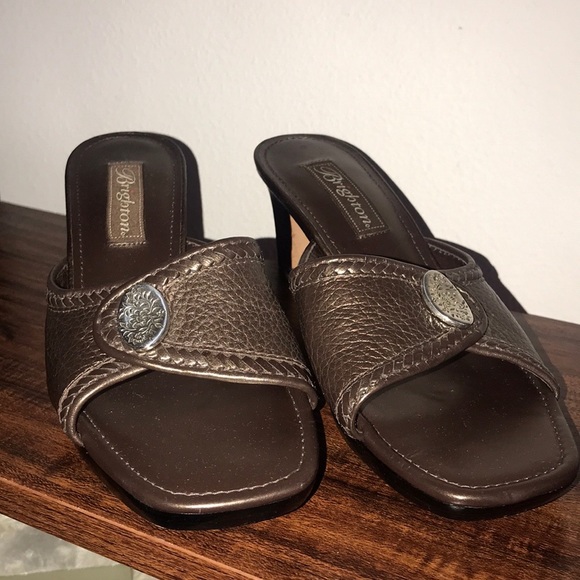 Brighton Brown Leather Slides - Picture 2 of 13